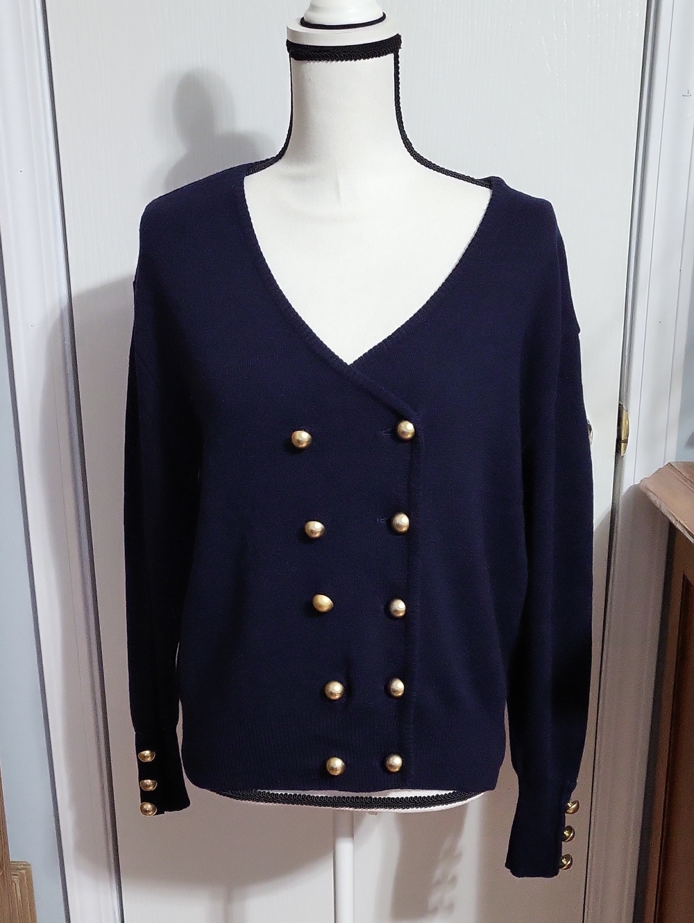Sweater Classic Navy Double-Breasted with Gold Buttons #8022